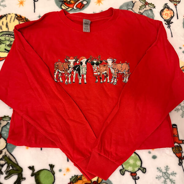 Cows Xmas T Shirt Youth Large - LesStress