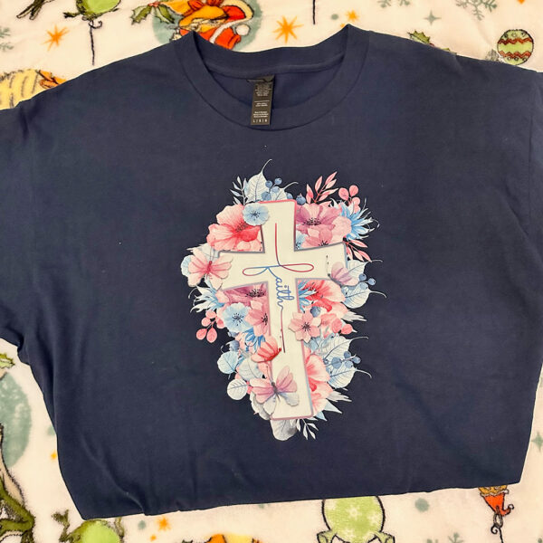 Faith T Shirt Large (Navy Blue) - LesStress