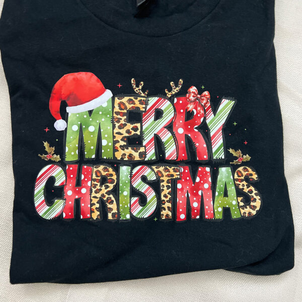 Merry Christmas T Shirt Large (Black)- LesStress