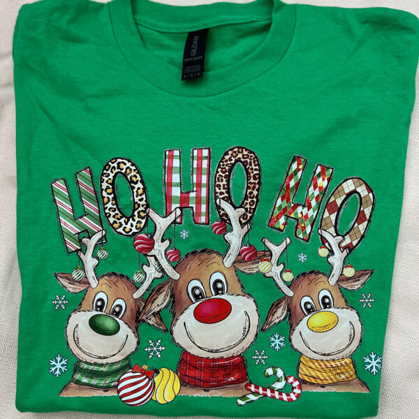 Reindeer Hohoho T Shirt Medium (Green) - LesStress